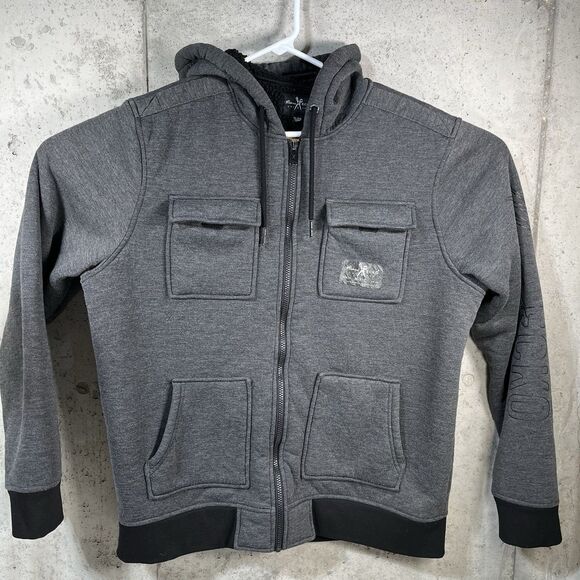 Marc Ecko Cut & Sew Hoodie Full Zip Mens XL Dark Gray Sweatshirt Lined - Picture 1 of 8